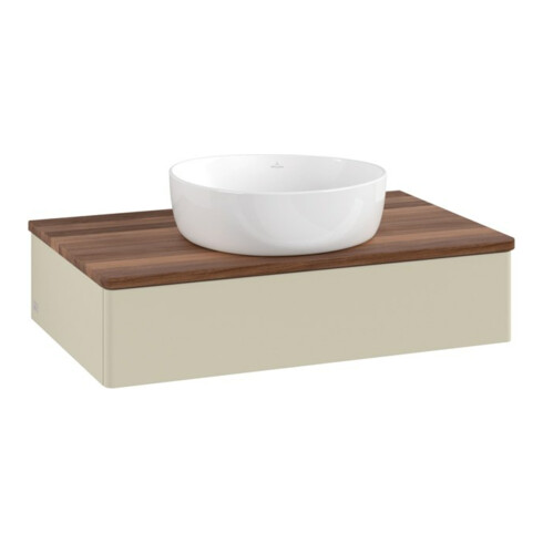 V&B Waschtischunterschrank ohne Frontstruktur -Beleuchtung Antao 80x19x50cm, WBP w. wal, si Gr m Lac