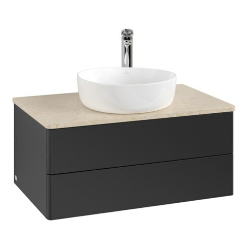 V&B Waschtischunterschrank ohne Frontstruktur -Beleuchtung Antao 80x36x50cm, HL, WBP botti., bla m Lac