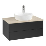 V&B Waschtischunterschrank ohne Frontstruktur -Beleuchtung Antao 80x36x50cm, HL, WBP botti., bla m Lac