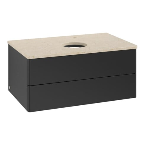 V&B Waschtischunterschrank ohne Frontstruktur -Beleuchtung Antao 80x36x50cm, HL, WBP botti., bla m Lac