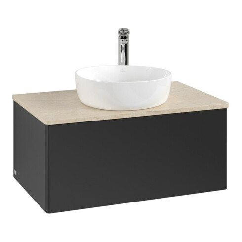 V&B Waschtischunterschrank ohne Frontstruktur -Beleuchtung Antao 80x36x50cm, HL, WBP botti., bla m Lac