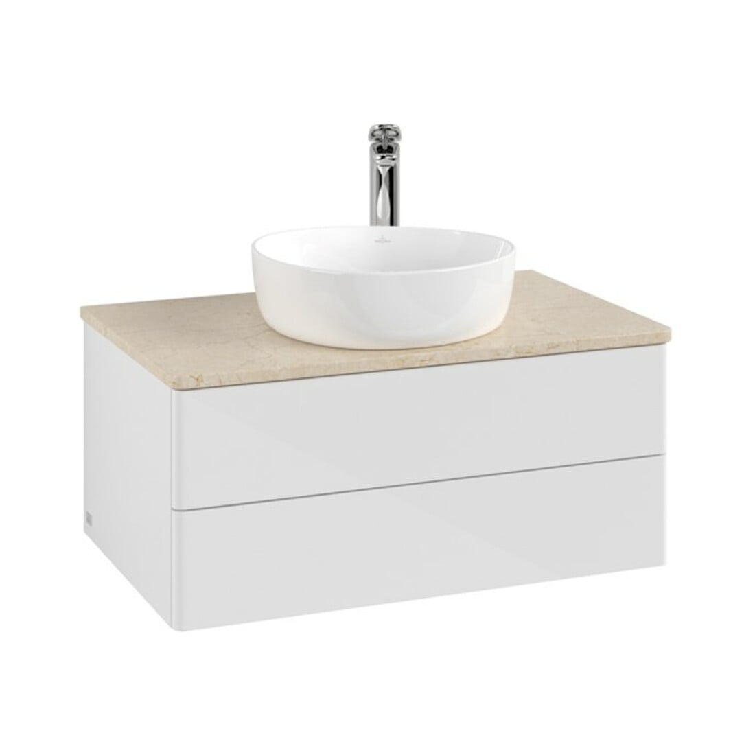 V&B Waschtischunterschrank ohne Frontstruktur -Beleuchtung Antao 80x36x50cm, HL, WBP botti., glo wh. Lac