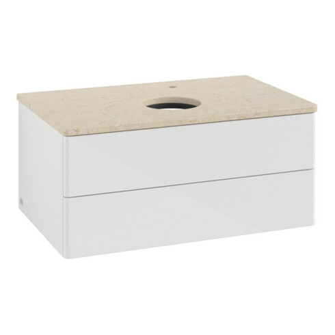 V&B Waschtischunterschrank ohne Frontstruktur -Beleuchtung Antao 80x36x50cm, HL, WBP botti., glo wh. Lac