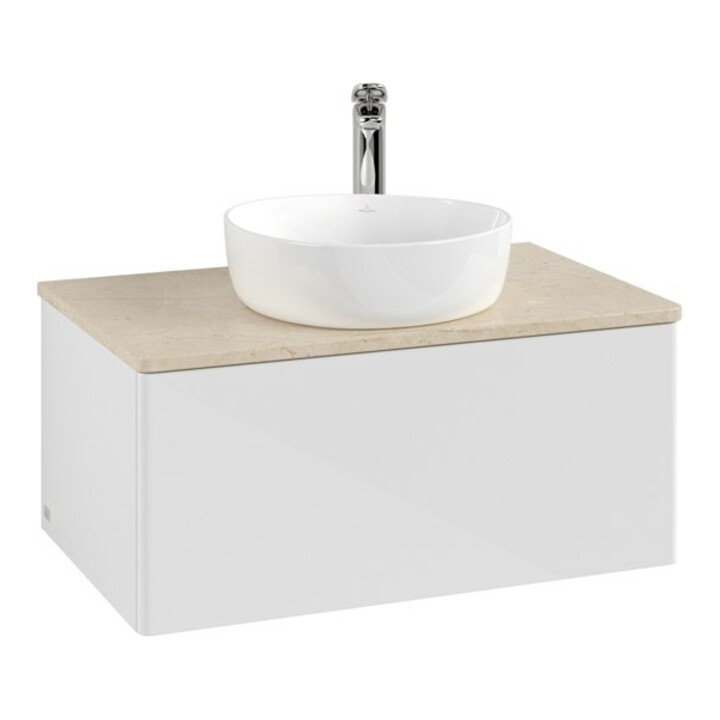 V&B Waschtischunterschrank ohne Frontstruktur -Beleuchtung Antao 80x36x50cm, HL, WBP botti., glo wh. Lac