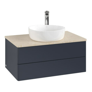 V&B Waschtischunterschrank ohne Frontstruktur -Beleuchtung Antao 80x36x50cm, HL, WBP botti., md bl. m Lac