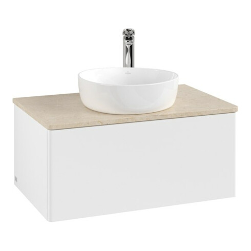 V&B Waschtischunterschrank ohne Frontstruktur -Beleuchtung Antao 80x36x50cm, HL, WBP botti., wh. m Lac