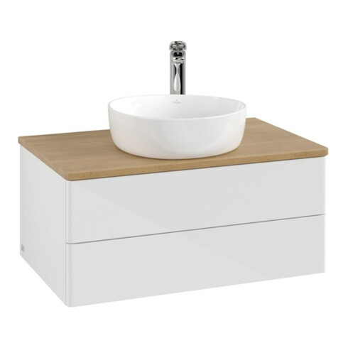 V&B Waschtischunterschrank ohne Frontstruktur -Beleuchtung Antao 80x36x50cm, HL, WBP hon. Oa, glo wh. Lac