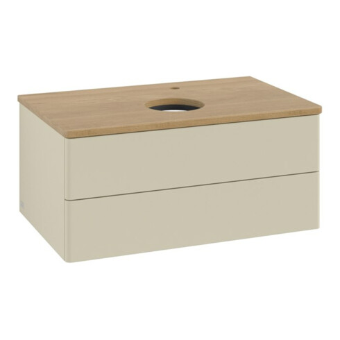 V&B Waschtischunterschrank ohne Frontstruktur -Beleuchtung Antao 80x36x50cm, HL, WBP hon. Oa, si Gr m Lac
