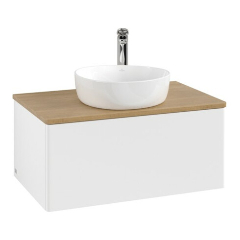 V&B Waschtischunterschrank ohne Frontstruktur -Beleuchtung Antao 80x36x50cm, HL, WBP hon. Oa, wh. m Lac