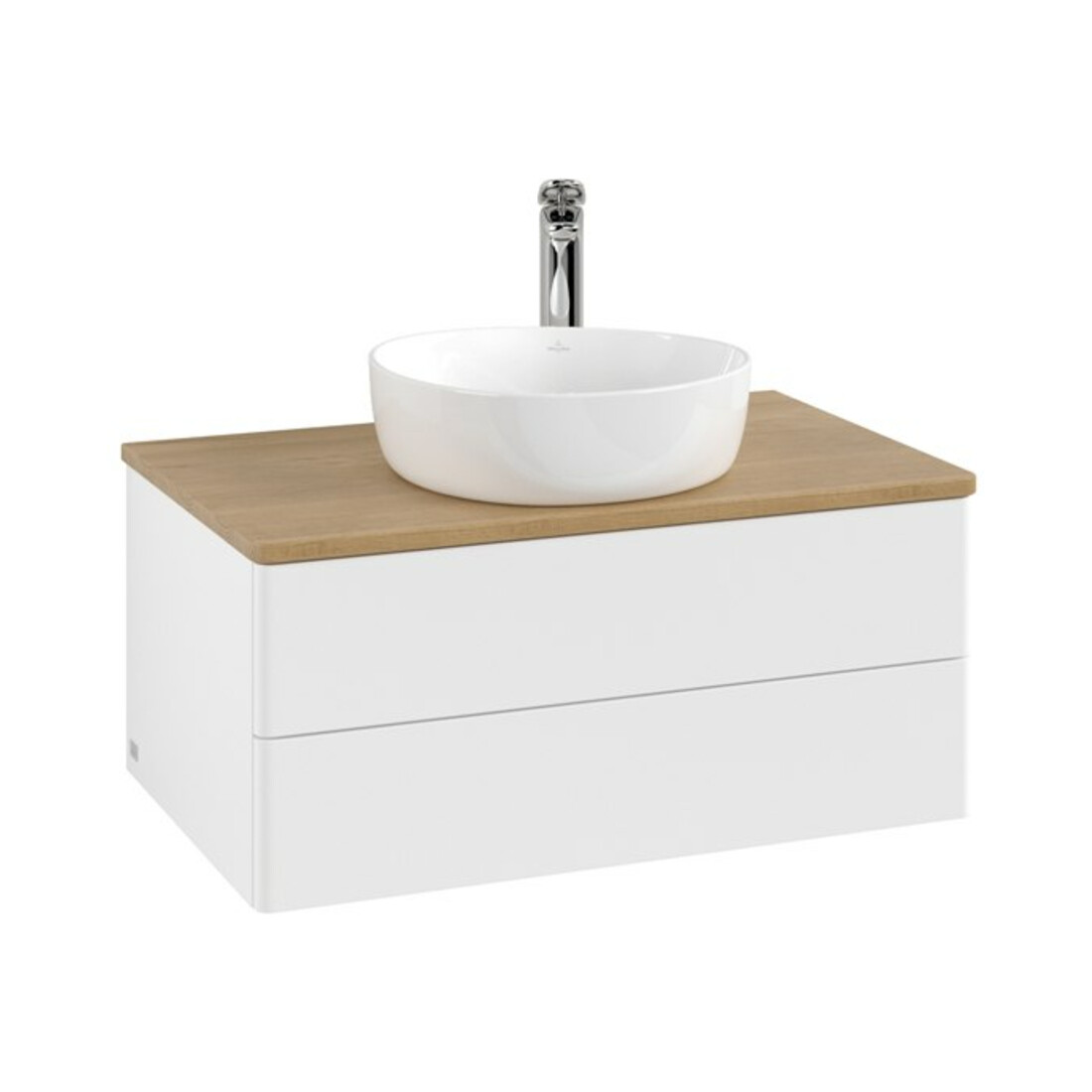 V&B Waschtischunterschrank ohne Frontstruktur -Beleuchtung Antao 80x36x50cm, HL, WBP hon. Oa, wh. m Lac