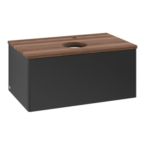 V&B Waschtischunterschrank ohne Frontstruktur -Beleuchtung Antao 80x36x50cm, HL, WBP w. wal, bla m Lac