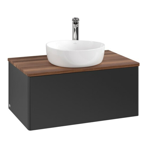 V&B Waschtischunterschrank ohne Frontstruktur -Beleuchtung Antao 80x36x50cm, HL, WBP w. wal, bla m Lac