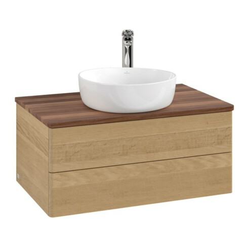 V&B Waschtischunterschrank ohne Frontstruktur -Beleuchtung Antao 80x36x50cm, HL, WBP w. wal, hon. Oa