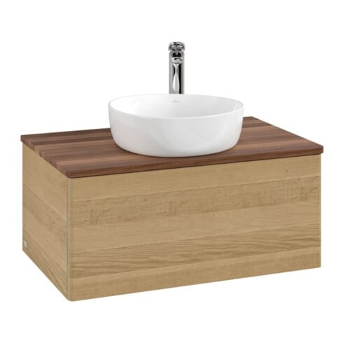 V&B Waschtischunterschrank ohne Frontstruktur -Beleuchtung Antao 80x36x50cm, HL, WBP w. wal, hon. Oa