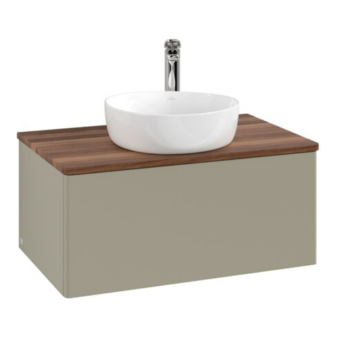 V&B Waschtischunterschrank ohne Frontstruktur -Beleuchtung Antao 80x36x50cm, HL, WBP w. wal, st. Gr m Lac