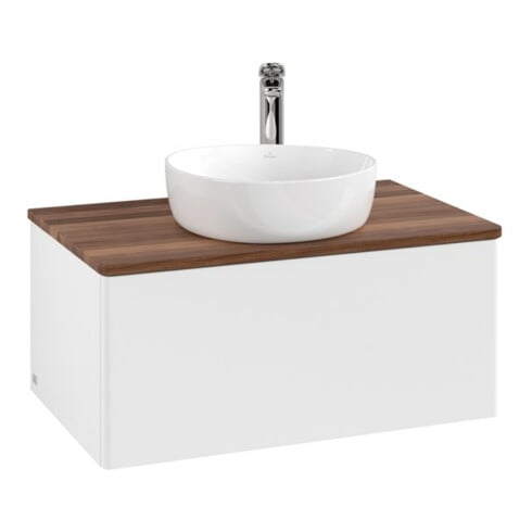 V&B Waschtischunterschrank ohne Frontstruktur -Beleuchtung Antao 80x36x50cm, HL, WBP w. wal, wh. m Lac