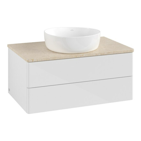 V&B Waschtischunterschrank ohne Frontstruktur -Beleuchtung Antao 80x36x50cm, WBP botti., glo wh. Lac