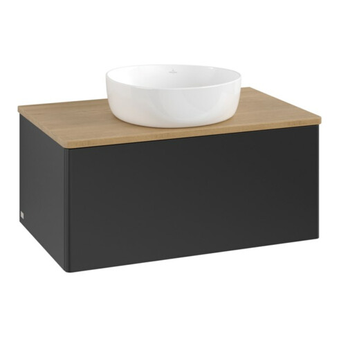 V&B Waschtischunterschrank ohne Frontstruktur -Beleuchtung Antao 80x36x50cm, WBP-farbe hon. Oa, bla m Lac