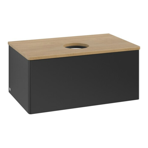 V&B Waschtischunterschrank ohne Frontstruktur -Beleuchtung Antao 80x36x50cm, WBP-farbe hon. Oa, bla m Lac