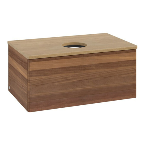 V&B Waschtischunterschrank ohne Frontstruktur -Beleuchtung Antao 80x36x50cm, WBP-farbe hon. Oa, w. walnut