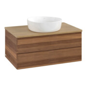 V&B Waschtischunterschrank ohne Frontstruktur -Beleuchtung Antao 80x36x50cm, WBP-farbe hon. Oa, w. walnut