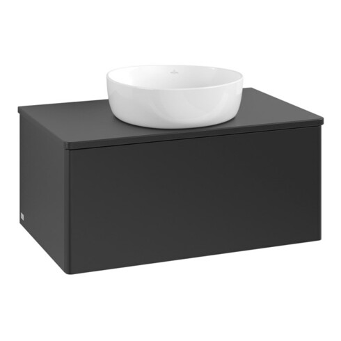 V&B Waschtischunterschrank ohne Frontstruktur -Beleuchtung Antao 80x36x50cm, WBP-farbe Lac, bla m lacquer