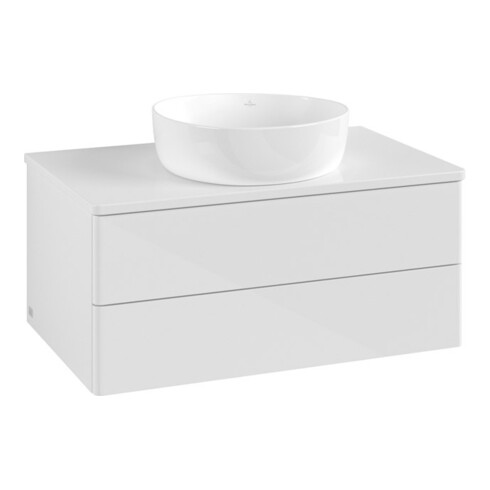 V&B Waschtischunterschrank ohne Frontstruktur -Beleuchtung Antao 80x36x50cm, WBP-farbe Lac, glo wh. Lac