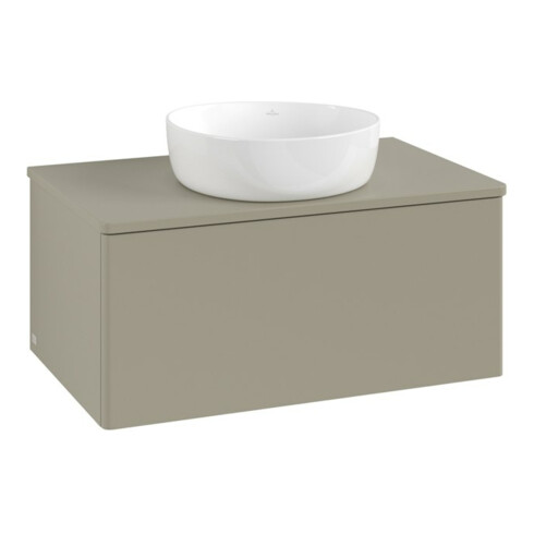 V&B Waschtischunterschrank ohne Frontstruktur -Beleuchtung Antao 80x36x50cm, WBP-farbe Lac, st. Gr m Lac