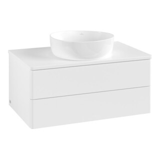 V&B Waschtischunterschrank ohne Frontstruktur -Beleuchtung Antao 80x36x50cm, WBP-farbe Lac, wh. m lacquer
