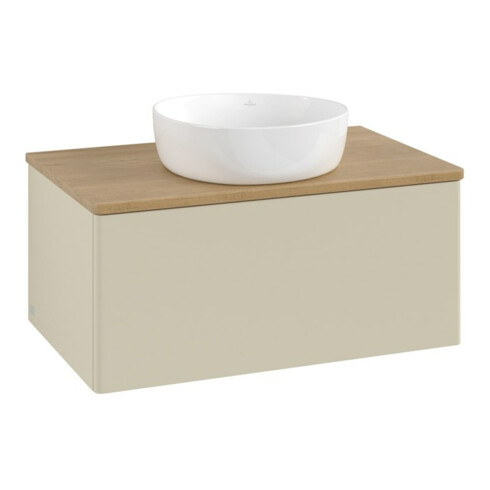 V&B Waschtischunterschrank ohne Frontstruktur -Beleuchtung Antao 80x36x50cm, WBP hon. Oa, si Gr m Lac