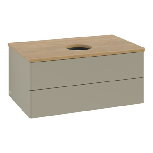 V&B Waschtischunterschrank ohne Frontstruktur -Beleuchtung Antao 80x36x50cm, WBP hon. Oa, st. Gr m Lac