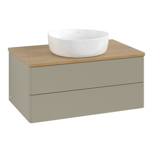 V&B Waschtischunterschrank ohne Frontstruktur -Beleuchtung Antao 80x36x50cm, WBP hon. Oa, st. Gr m Lac