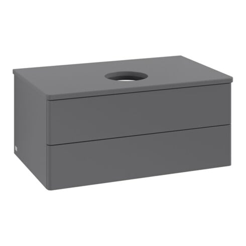 V&B Waschtischunterschrank ohne Frontstruktur -Beleuchtung Antao 80x36x50cm, WBP Lac, Anthrac. m Lac