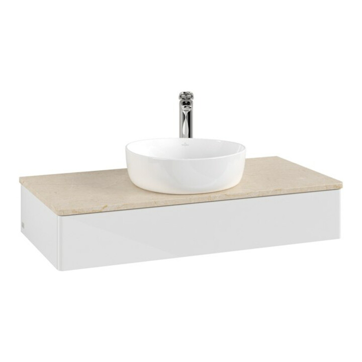 V&B Waschtischunterschrank ohne Frontstruktur, mit Beleuchtung Antao 100x19x50cm, WBP botti., glo wh. Lac