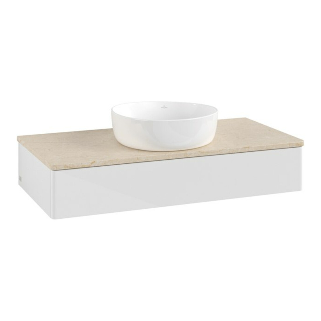 V&B Waschtischunterschrank ohne Frontstruktur, mit Beleuchtung Antao 100x19x50cm, WBP botti., glo wh. Lac