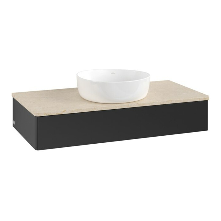 V&B Waschtischunterschrank ohne Frontstruktur, mit Beleuchtung Antao 100x19x50cm, WBP-farbe botti., bla m Lac