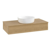 V&B Waschtischunterschrank ohne Frontstruktur, mit Beleuchtung Antao 100x19x50cm, WBP-farbe hon. Oa, hon. oak