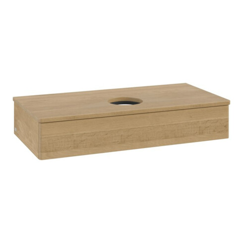 V&B Waschtischunterschrank ohne Frontstruktur, mit Beleuchtung Antao 100x19x50cm, WBP-farbe hon. Oa, hon. oak