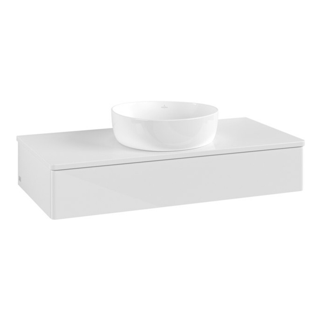 V&B Waschtischunterschrank ohne Frontstruktur, mit Beleuchtung Antao 100x19x50cm, WBP-farbe Lac, glo wh. Lac
