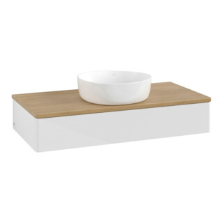 V&B Waschtischunterschrank ohne Frontstruktur, mit Beleuchtung Antao 100x19x50cm, WBP hon. Oa, glo wh. Lac