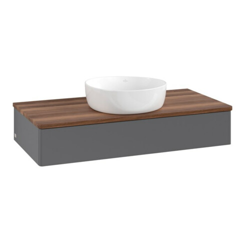 V&B Waschtischunterschrank ohne Frontstruktur, mit Beleuchtung Antao 100x19x50cm, WBP w. wal, Anthrac. m Lac