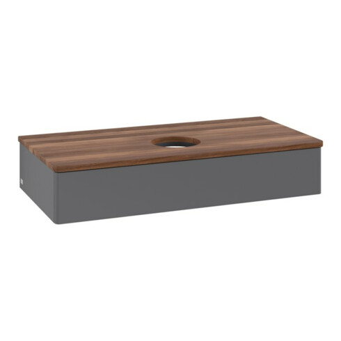 V&B Waschtischunterschrank ohne Frontstruktur, mit Beleuchtung Antao 100x19x50cm, WBP w. wal, Anthrac. m Lac