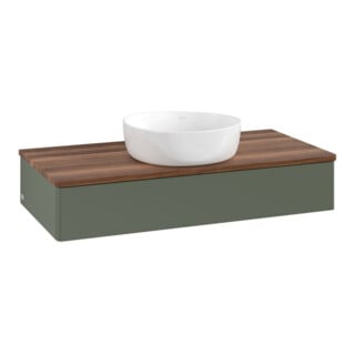 V&B Waschtischunterschrank ohne Frontstruktur, mit Beleuchtung Antao 100x19x50cm, WBP w. wal, lea gre. m Lac
