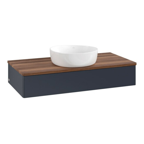 V&B Waschtischunterschrank ohne Frontstruktur, mit Beleuchtung Antao 100x19x50cm, WBP w. wal, md bl. m Lac