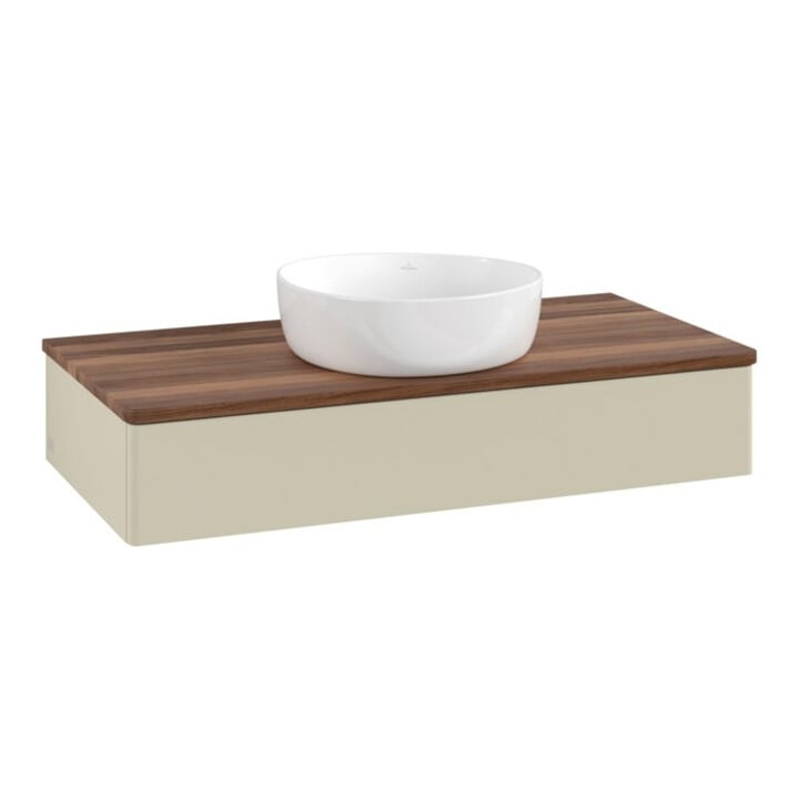 V&B Waschtischunterschrank ohne Frontstruktur, mit Beleuchtung Antao 100x19x50cm, WBP w. wal, si Gr m Lac