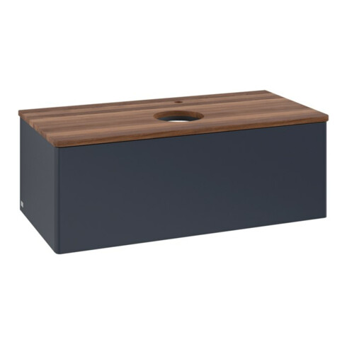 V&B Waschtischunterschrank ohne Frontstruktur, mit Beleuchtung Antao 100x36x50cm, HL, WBP w wal, md bl. m Lac