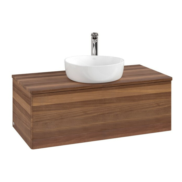 V&B Waschtischunterschrank ohne Frontstruktur, mit Beleuchtung Antao 100x36x50cm, HL, WBP w. wal, w. wal
