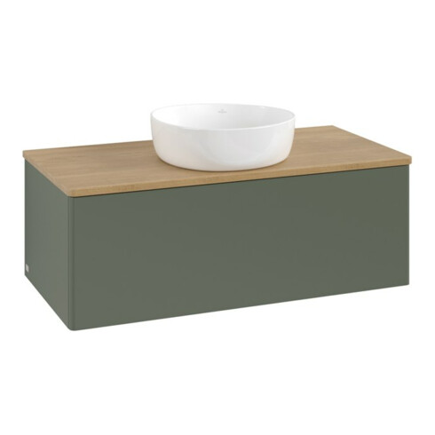 V&B Waschtischunterschrank ohne Frontstruktur, mit Beleuchtung Antao 100x36x50cm, WBP hon. Oa, lea gre. m Lac