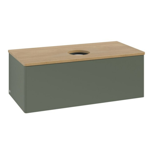V&B Waschtischunterschrank ohne Frontstruktur, mit Beleuchtung Antao 100x36x50cm, WBP hon. Oa, lea gre. m Lac