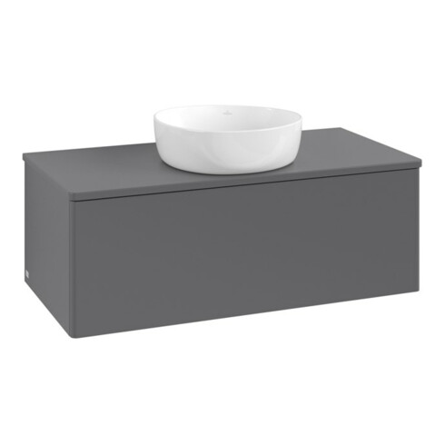 V&B Waschtischunterschrank ohne Frontstruktur, mit Beleuchtung Antao 100x36x50cm, WBP Lac, Anthrac. m Lac